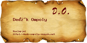 Deák Ompoly névjegykártya